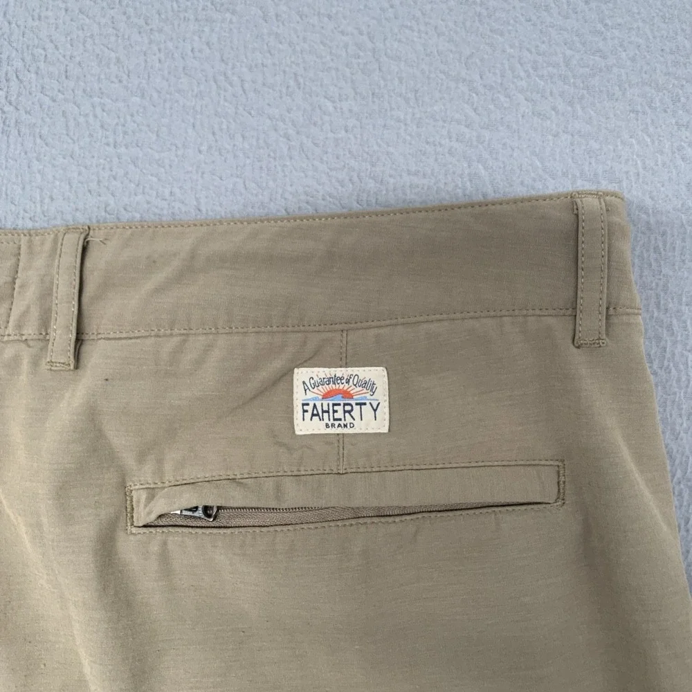 Faherty All Day Shorts Mens 40 Khaki Beige Hybrid Drawstring Chino 9